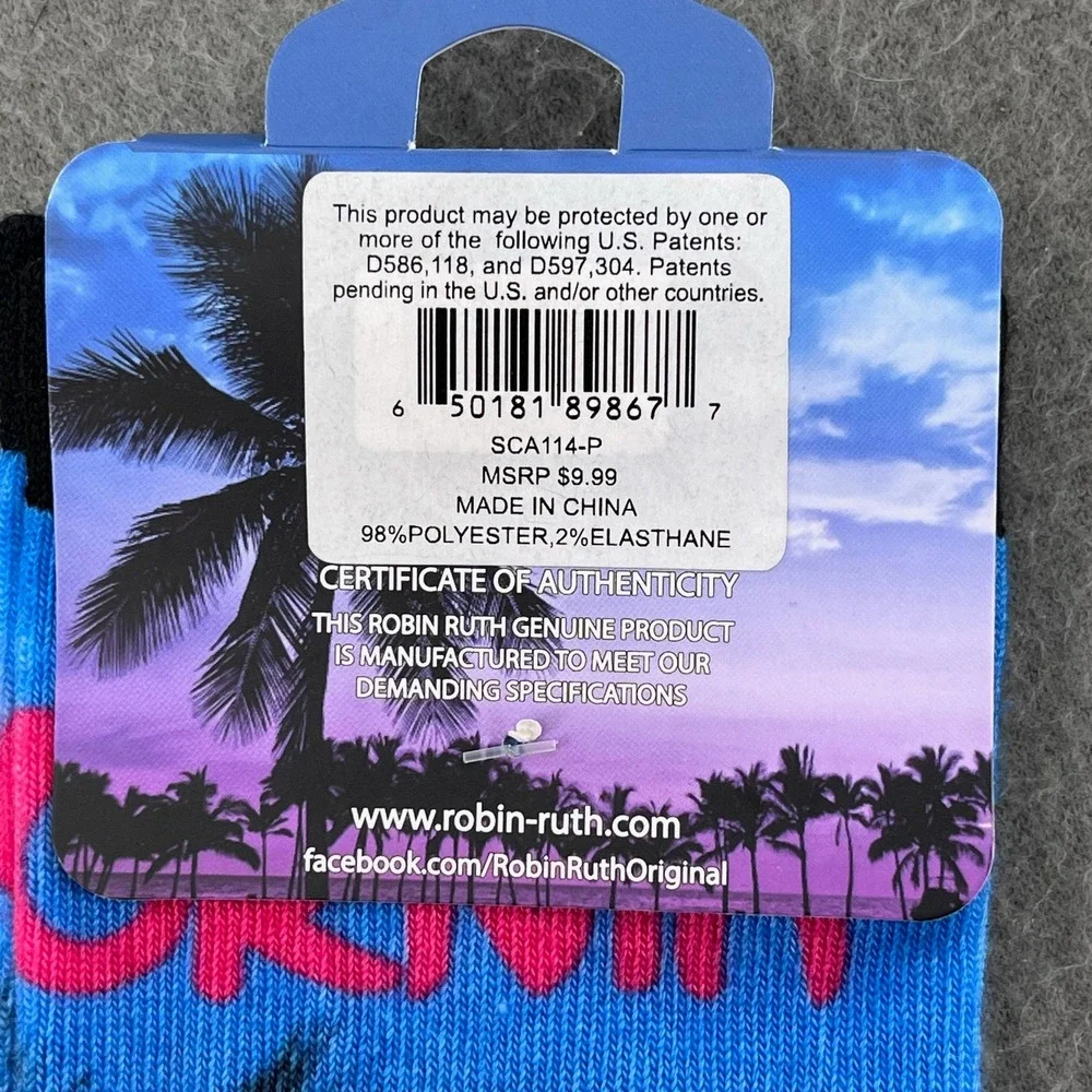 Robin Ruth Unisex Crew Socks Polyester Calif Palm Tree Sunset OS Vaporwave Beach